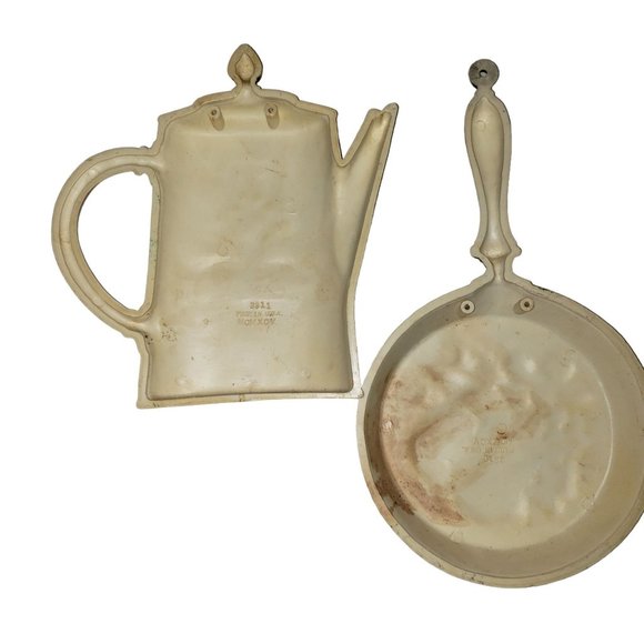 Home Interior 2 piece Wall Hanging Set Coffee Pot and Skillet Vintage 1995 Decor - Picture 2 of 6